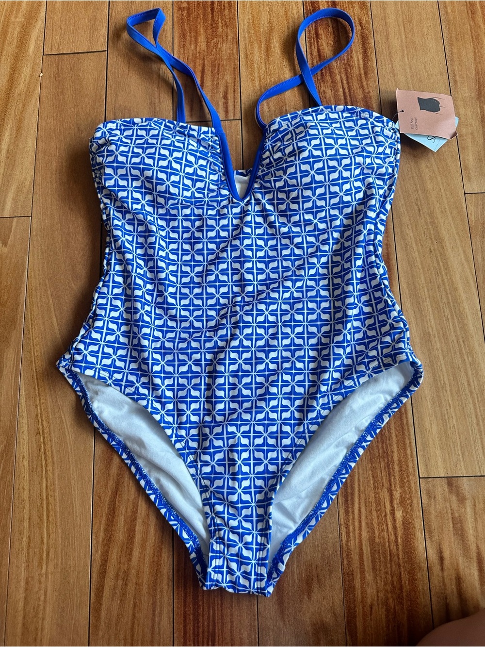 Blue Patterned Women’s One-Piece Swimsuit- Shade & Shore NWT size medium